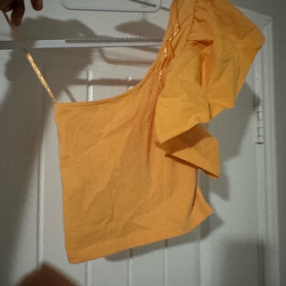 Zara One-Shoulder Ruffle Top in Yellow - Picture 4 of 5